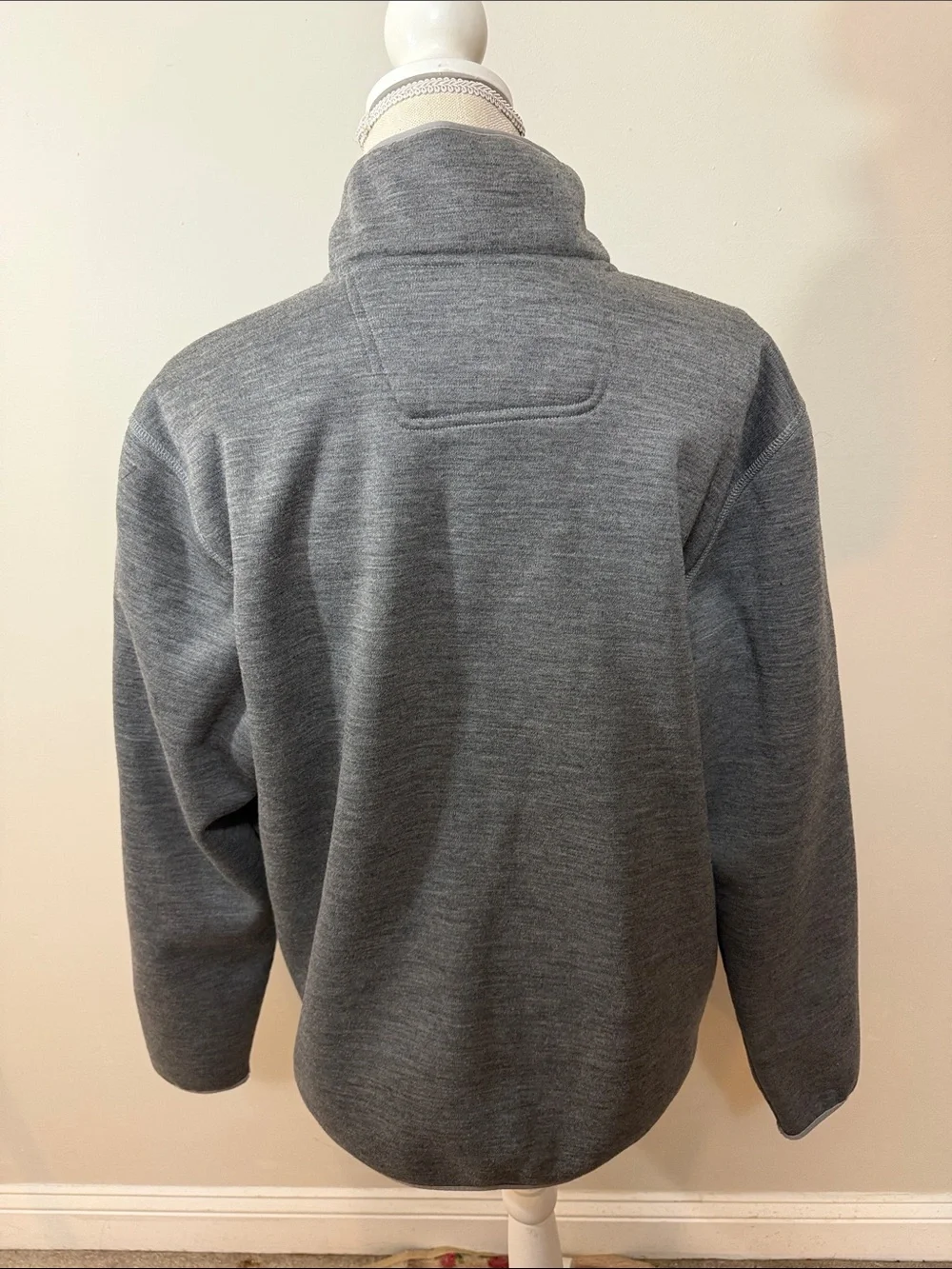 The North Face Heather Gray Snap-Button Fleece Pullover